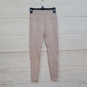 Spiritual Gangster Leggings Size M/L Ribbed Pink Ruffle Cuff Pull On Ankle